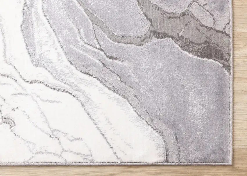Gray And Off White Abstract Area Rug Photo 9