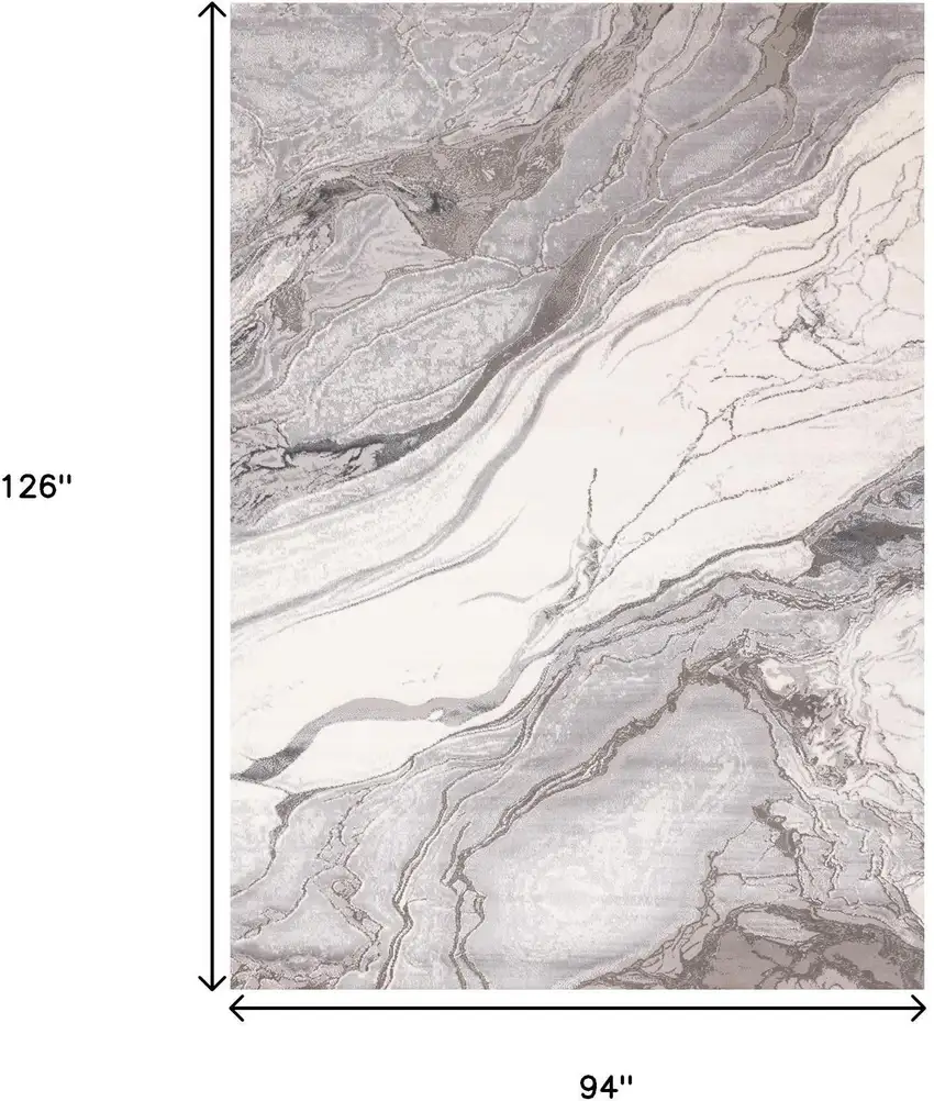 Gray And Off White Abstract Area Rug Photo 3