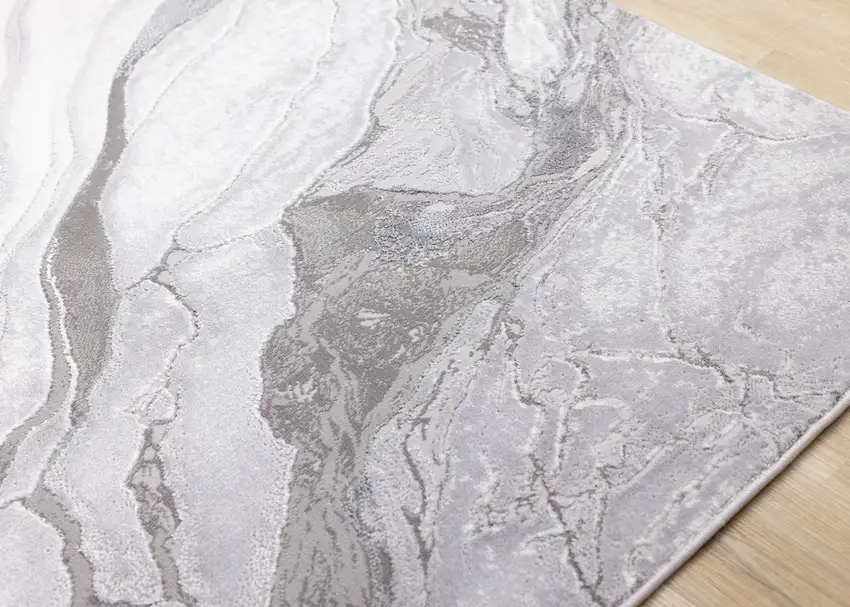 Gray And Off White Abstract Area Rug Photo 8