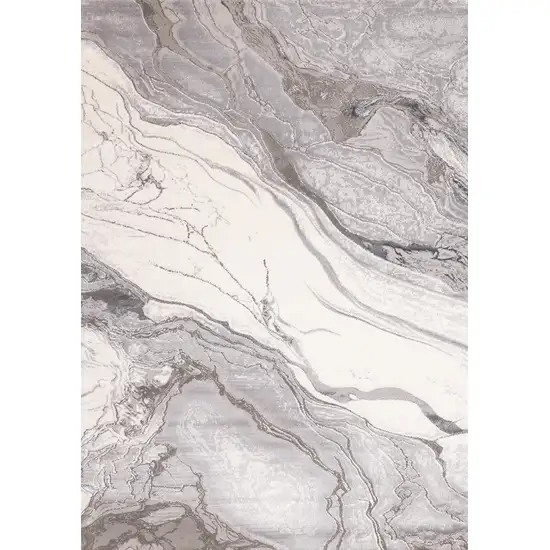 Gray And Off White Abstract Area Rug Photo 5