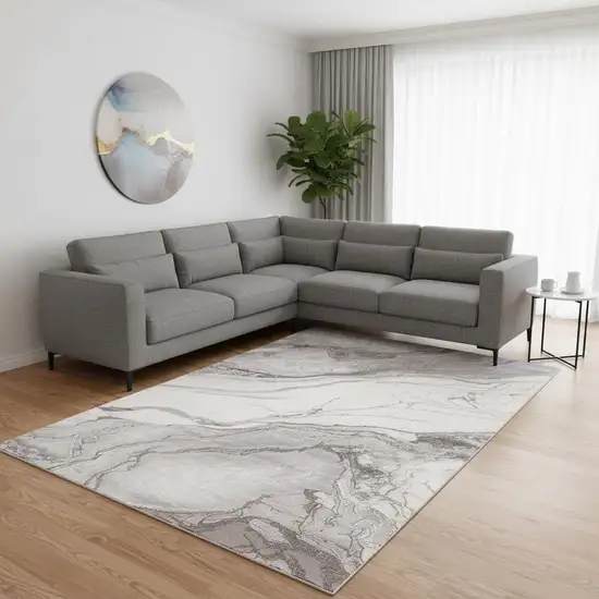 Gray And Off White Abstract Area Rug Photo 1