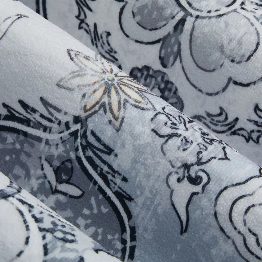 Gray And Off White Patchwork Distressed Washable Area Rug Photo 8