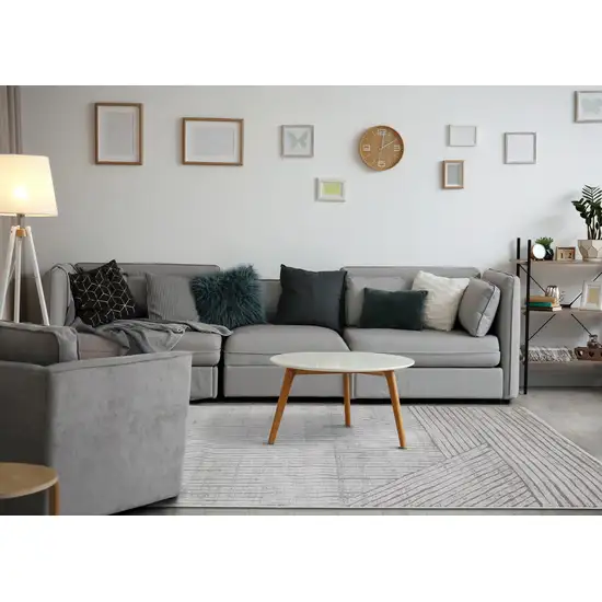 Gray And Off White Striped Area Rug Photo 7