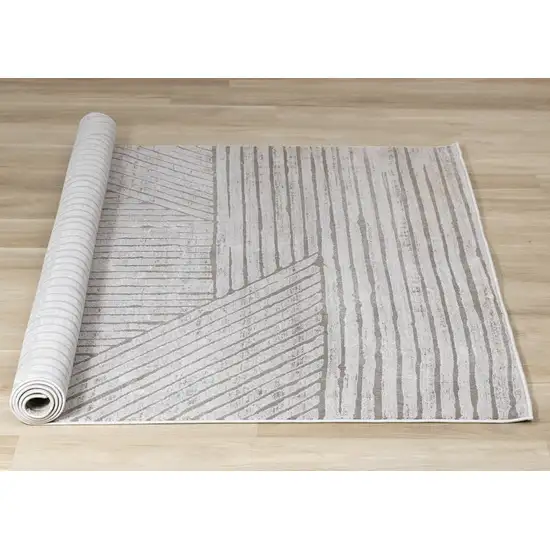 Gray And Off White Striped Area Rug Photo 9