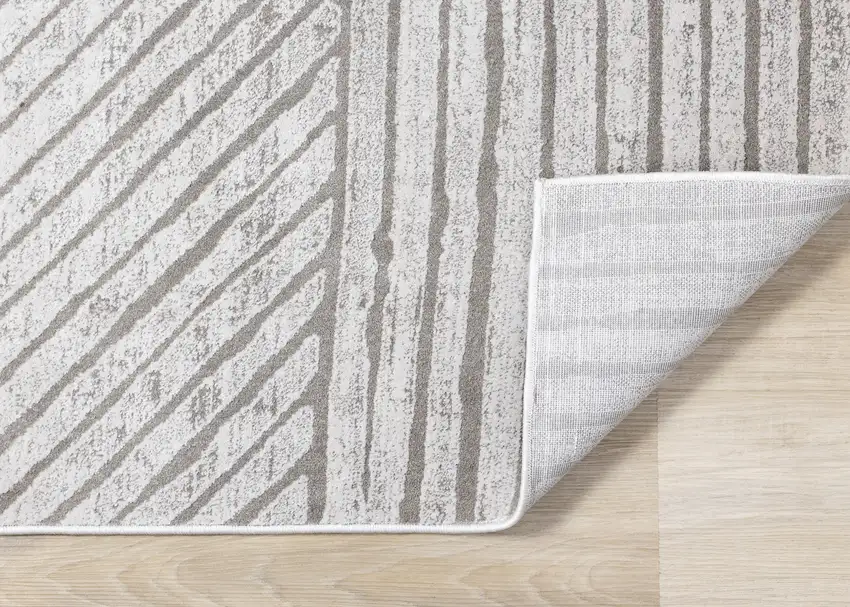 Gray And Off White Striped Area Rug Photo 8