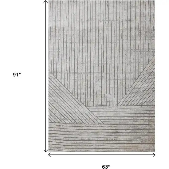 Gray And Off White Striped Area Rug Photo 3