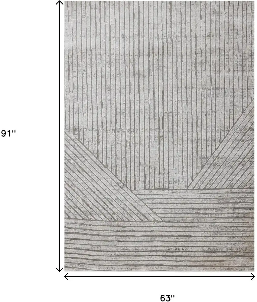 Gray And Off White Striped Area Rug Photo 3