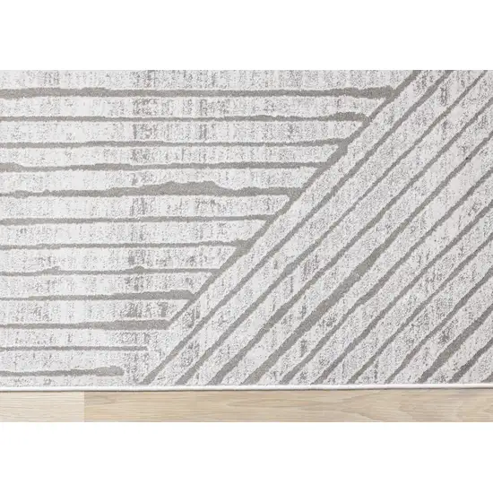 Gray And Off White Striped Area Rug Photo 9