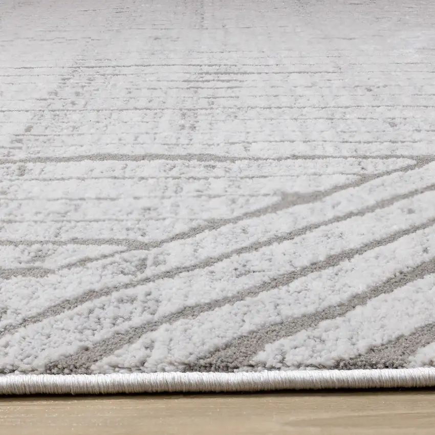 Gray And Off White Striped Area Rug Photo 9