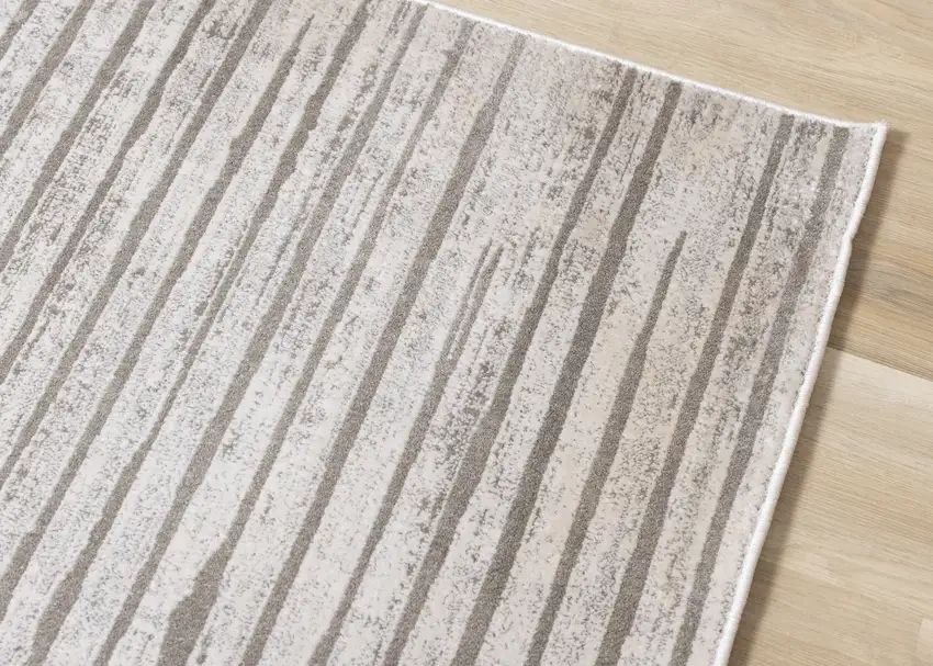 Gray And Off White Striped Area Rug Photo 8