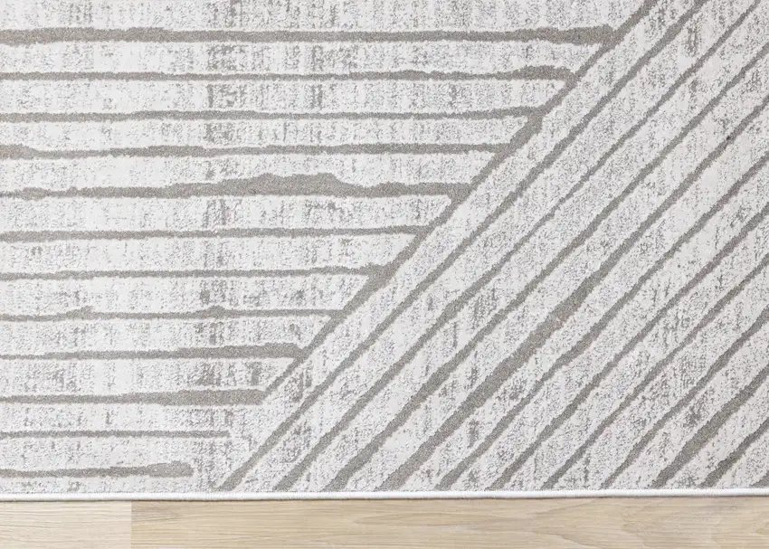 Gray And Off White Striped Area Rug Photo 9