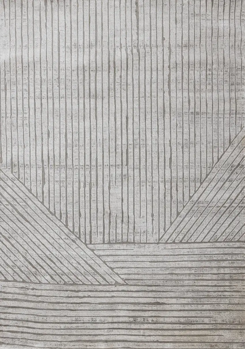 Gray And Off White Striped Area Rug Photo 2