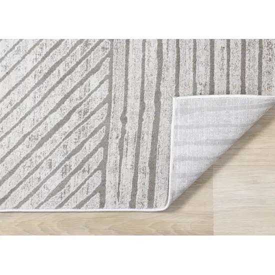 Gray And Off White Striped Area Rug Photo 9