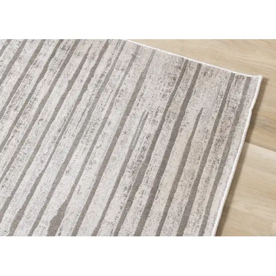 Gray And Off White Striped Area Rug Photo 8