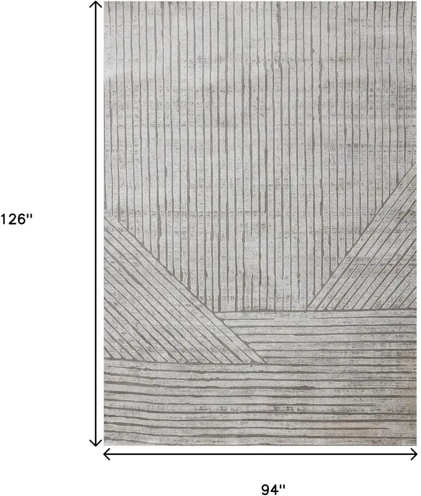 Gray And Off White Striped Area Rug Photo 3