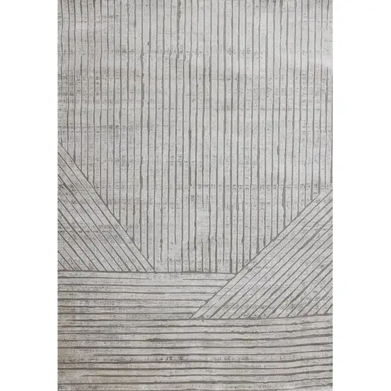 Gray And Off White Striped Area Rug Photo 5