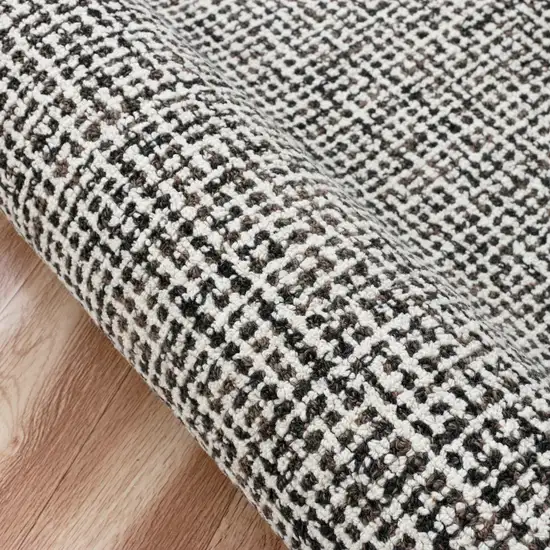 Gray And Off White Wool Checkered Hand Tufted Square Rug Photo 8