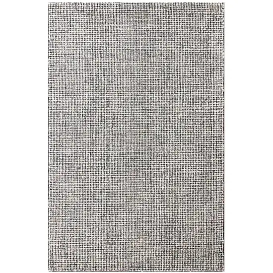 Gray And Off White Wool Checkered Hand Tufted Square Rug Photo 5