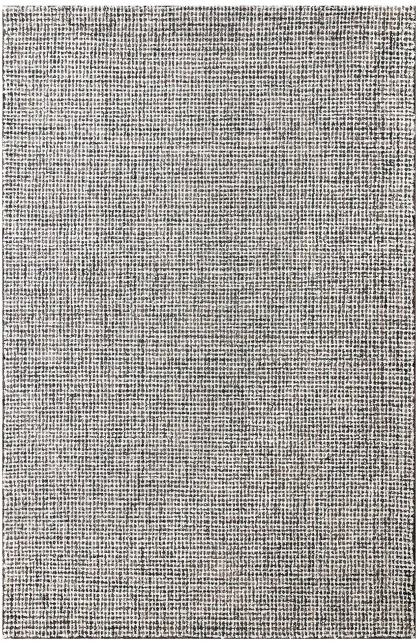 Gray And Off White Wool Checkered Hand Tufted Square Rug Photo 5