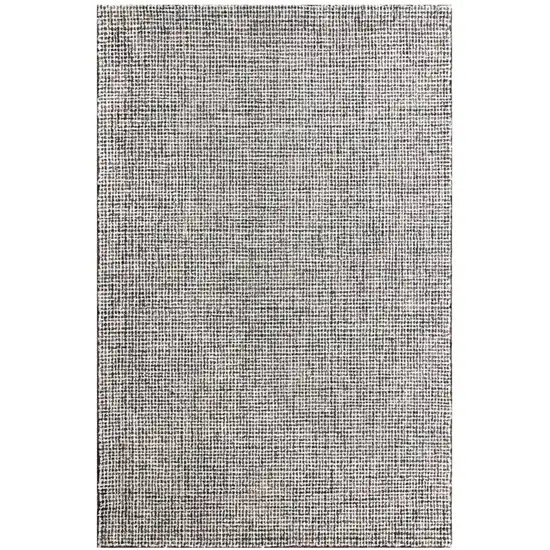 Gray And Off White Wool Checkered Hand Tufted Square Rug Photo 2