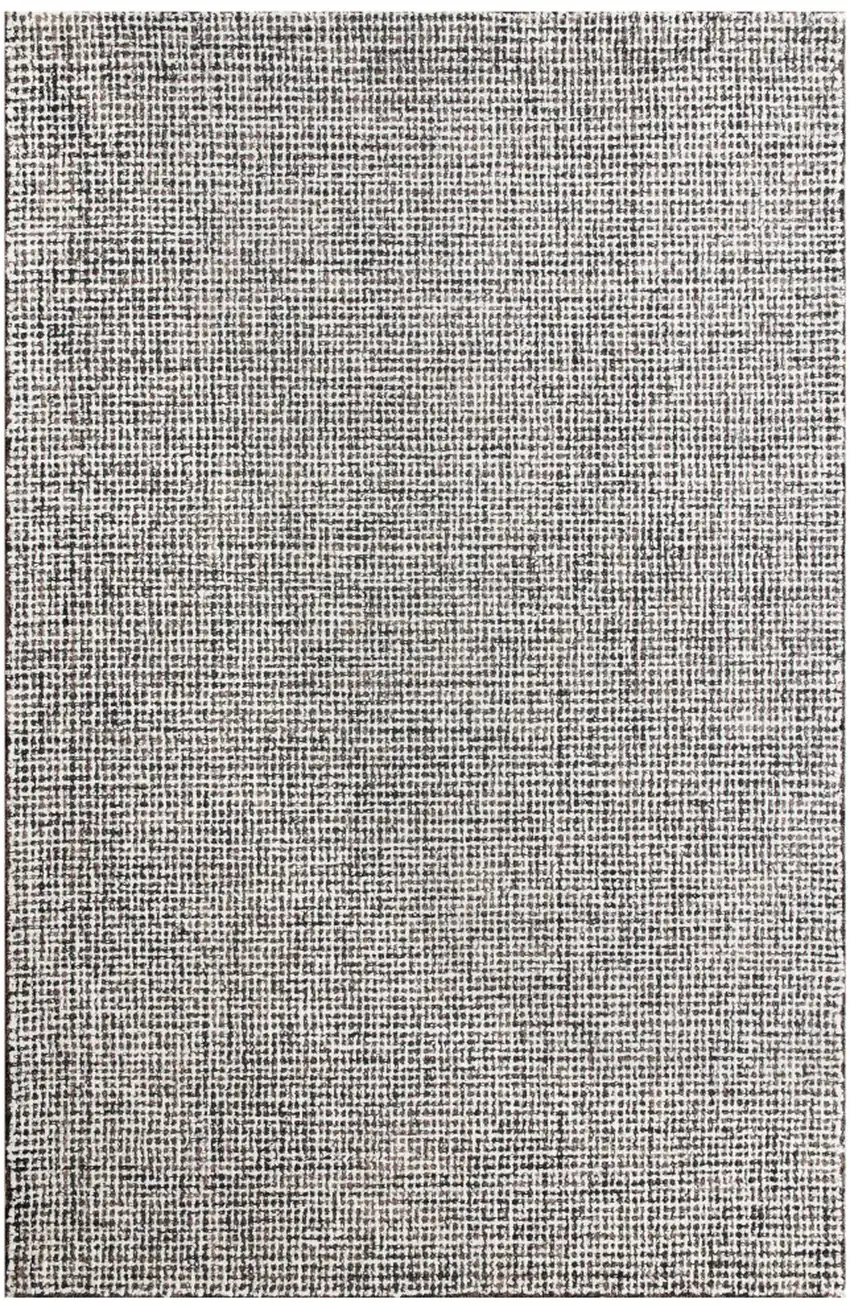 Gray And Off White Wool Checkered Hand Tufted Square Rug Photo 2