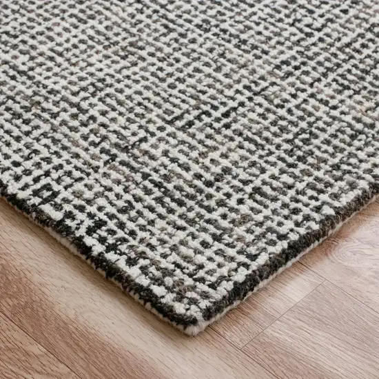 Gray And Off White Wool Checkered Hand Tufted Square Rug Photo 7