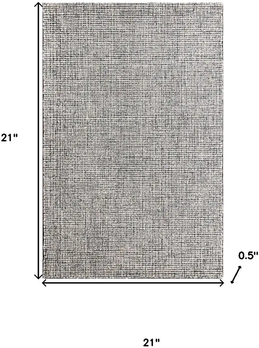 Gray And Off White Wool Checkered Hand Tufted Square Rug Photo 3