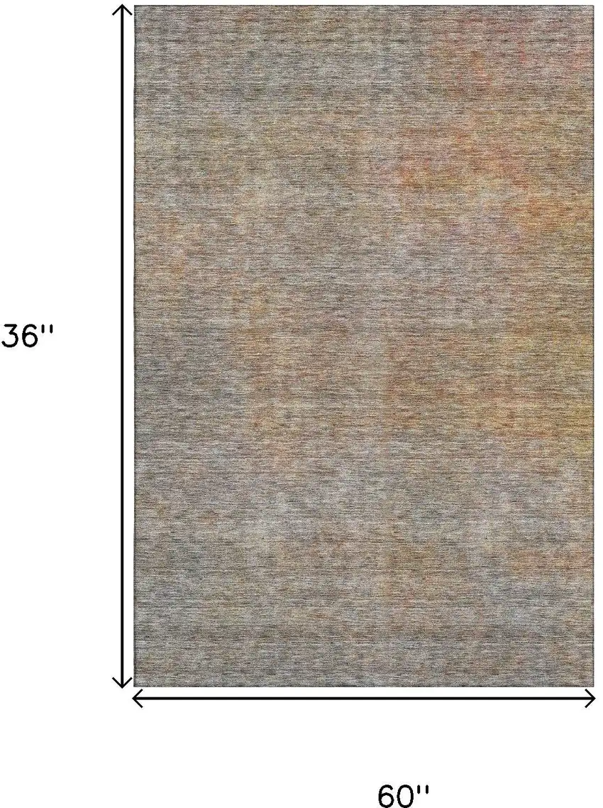 Gray And Orange Abstract Washable Area Rug With UV Protection Photo 3
