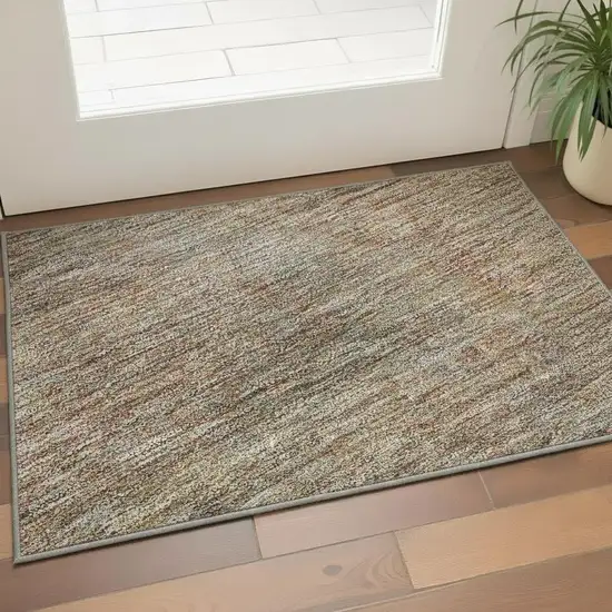 Gray And Orange Abstract Washable Area Rug With UV Protection Photo 2