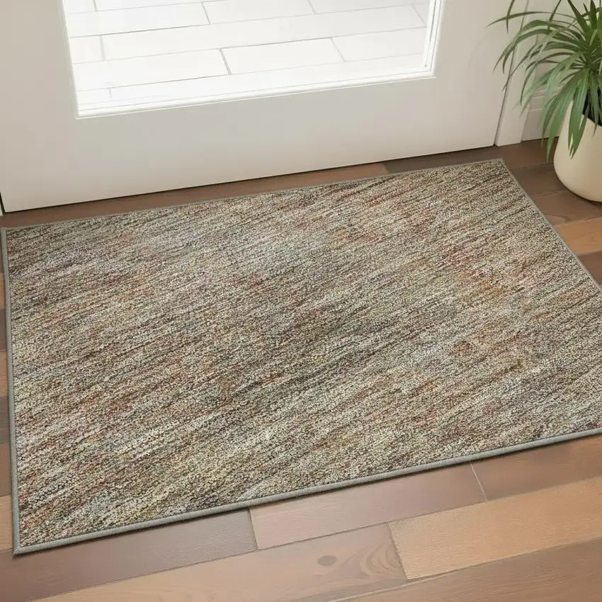 Gray And Orange Abstract Washable Area Rug With UV Protection Photo 2