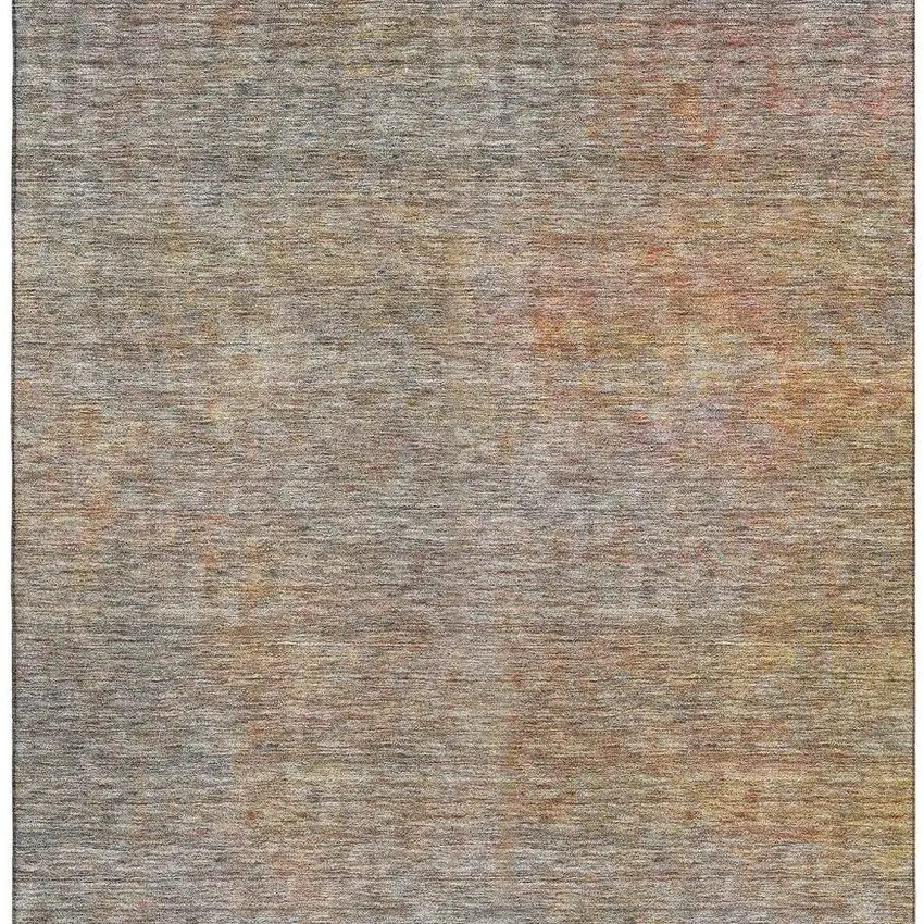 Gray And Orange Abstract Washable Area Rug With UV Protection Photo 5