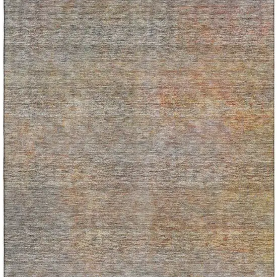 Gray And Orange Abstract Washable Area Rug With UV Protection Photo 5