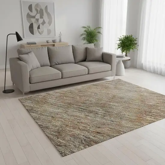 Gray And Orange Abstract Washable Area Rug With UV Protection Photo 2