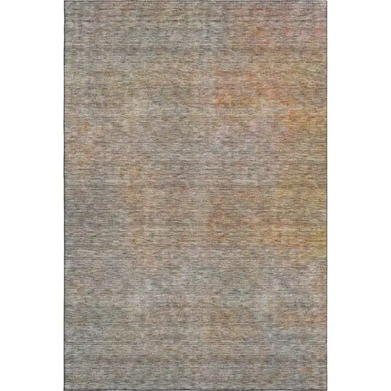 Gray And Orange Abstract Washable Area Rug With UV Protection Photo 6