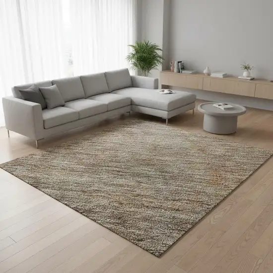 Gray And Orange Abstract Washable Area Rug With UV Protection Photo 2