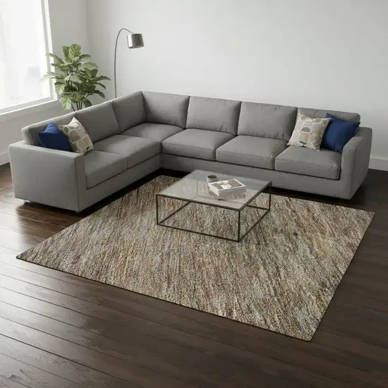 Gray And Orange Abstract Washable Area Rug With UV Protection Photo 2