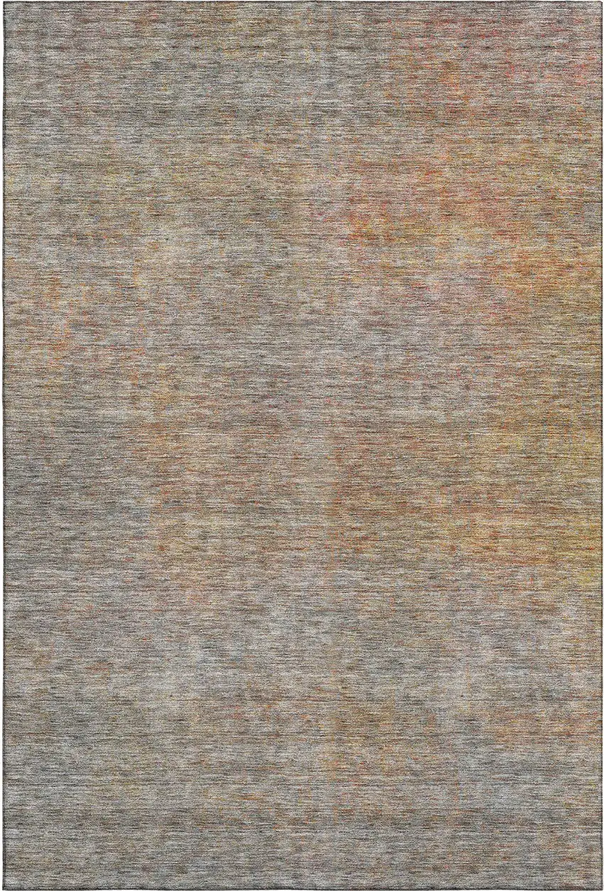 Gray And Orange Abstract Washable Area Rug With UV Protection Photo 5