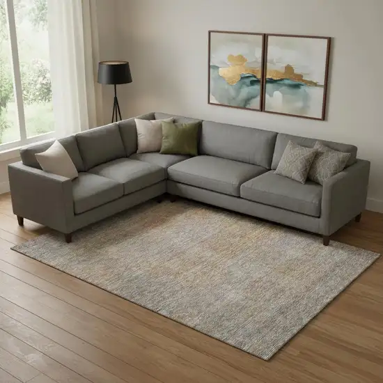 Gray And Orange Abstract Washable Area Rug With UV Protection Photo 1