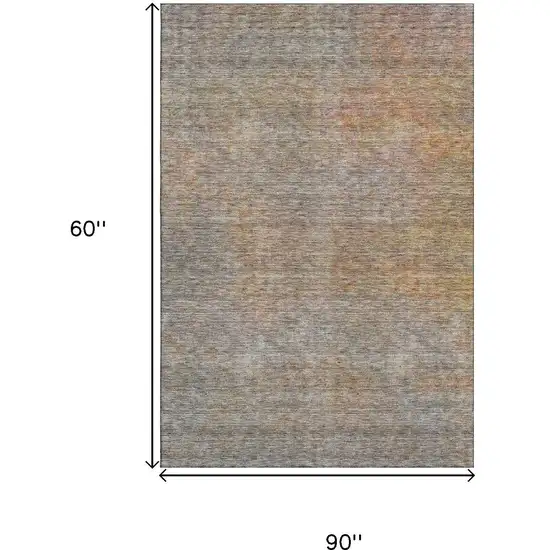 Gray And Orange Abstract Washable Area Rug With UV Protection Photo 3