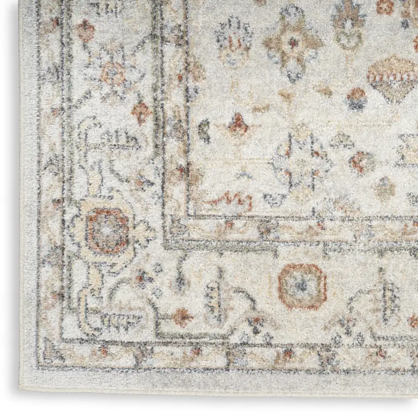 Gray And Orange Floral Medallion Distressed Washable Area Rug Photo 9