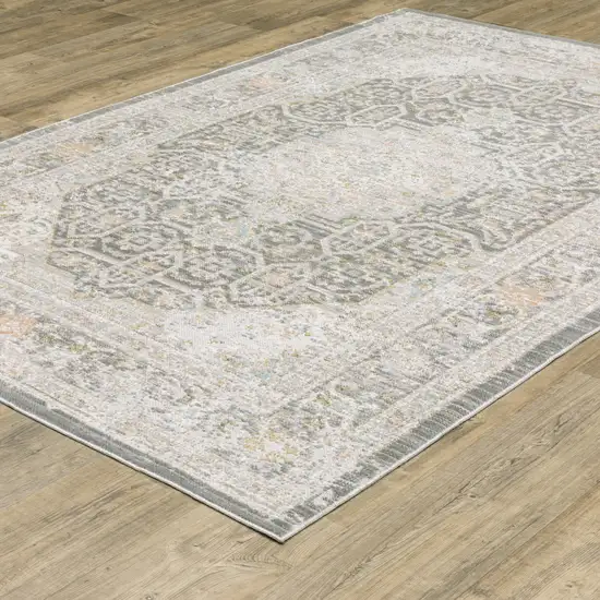 Gray And Orange Medallion Area Rug Photo 8