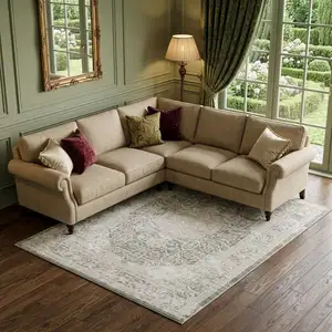 Photo of Gray And Orange Medallion Area Rug