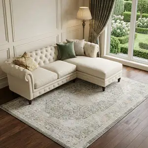 Photo of Gray And Orange Medallion Area Rug