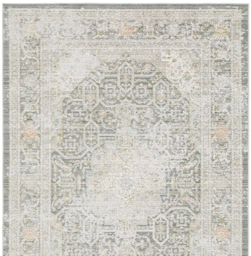 Gray And Orange Medallion Area Rug Photo 4