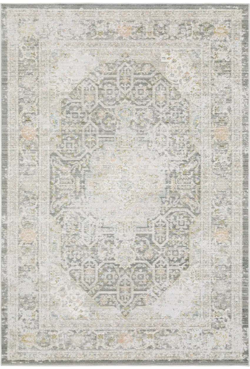 Gray And Orange Medallion Area Rug Photo 2