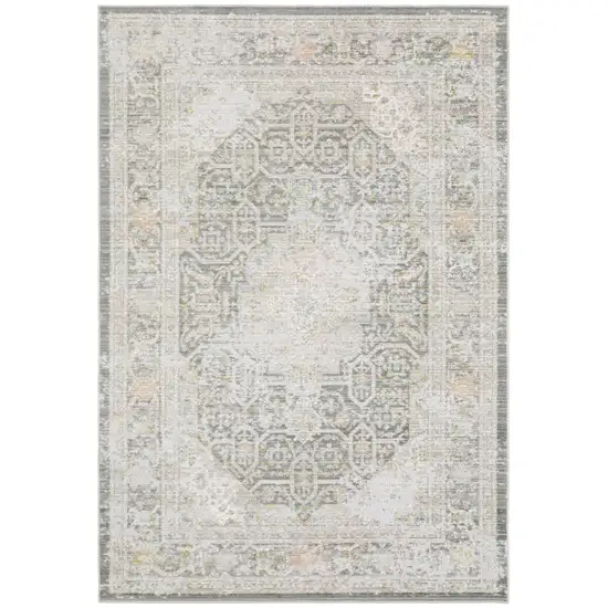Gray And Orange Medallion Area Rug Photo 2
