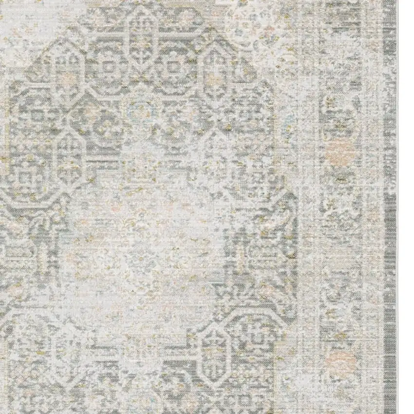 Gray And Orange Medallion Area Rug Photo 3