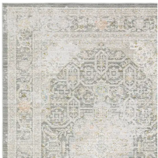 Gray And Orange Medallion Area Rug Photo 3
