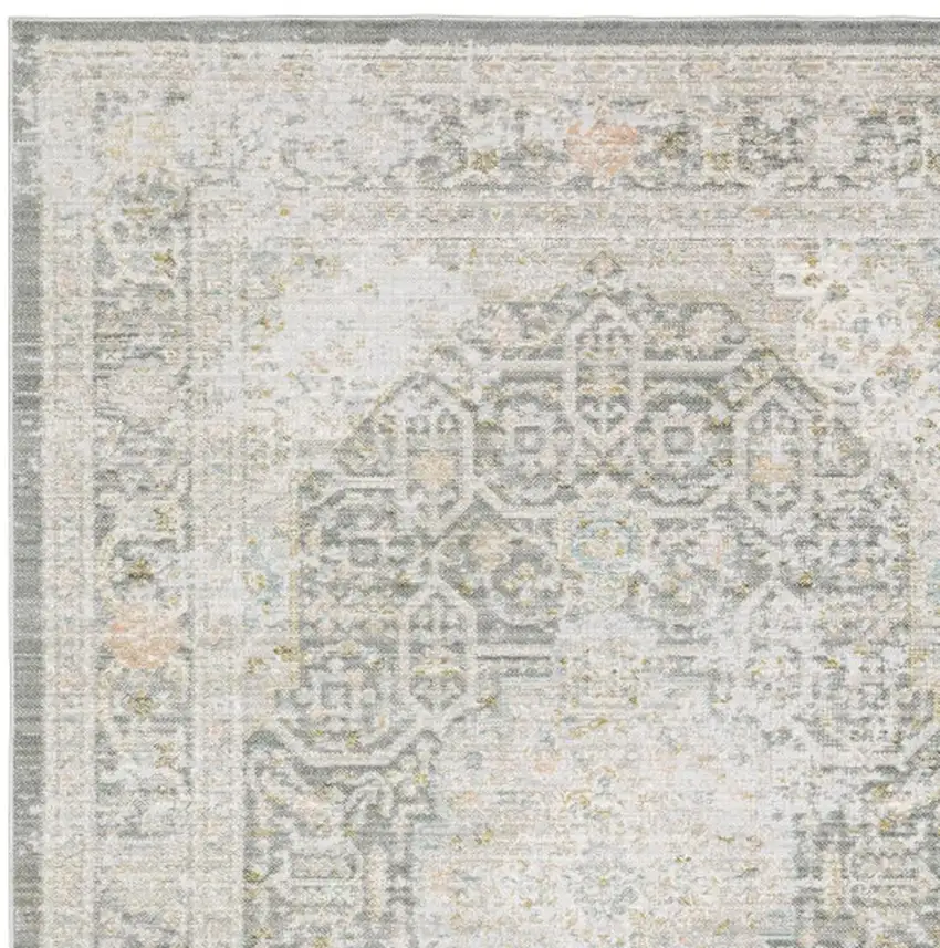 Gray And Orange Medallion Area Rug Photo 3