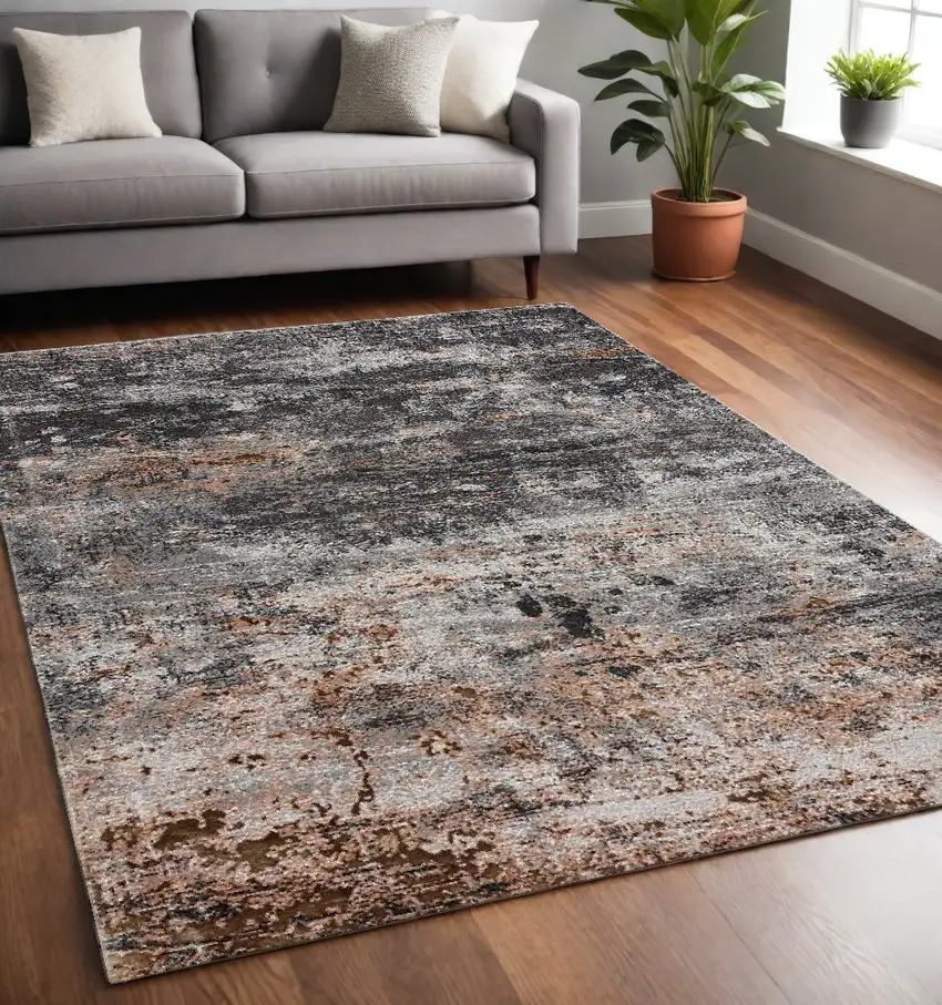 Gray And Orange Storm Area Rug Photo 1